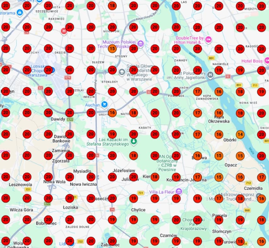 Google Maps ranking after optimization (Green)